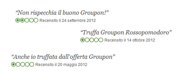 commenti su Tripadvisor clienti Groupon